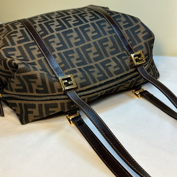 COA Fendi Zucca Tote Goldtone Hardware, Adjustable Sides, Leather Straps - Picture 9 of 15